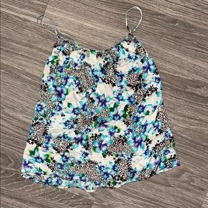 Vintage Victoria’s Secret Floral Blue and Black Women's Top